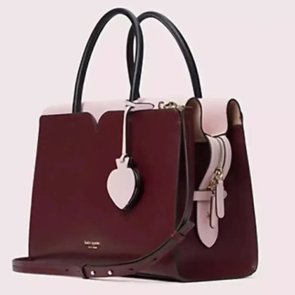 Kate Spade Spencer Top Handle Satchel Shoulder Bag Large Leather Cherrywood
